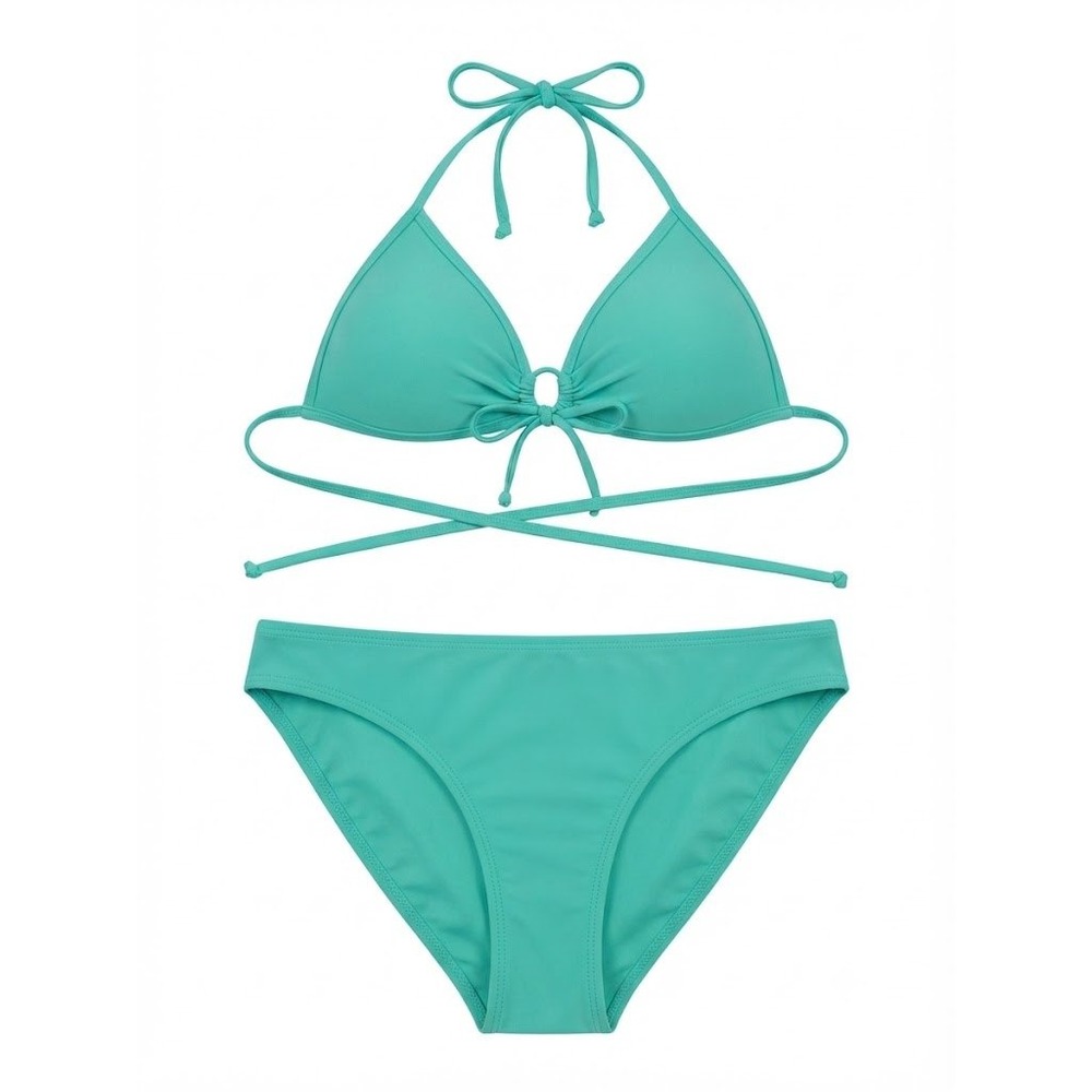 Body Glove Womens Bikini Set Teal Blue Triangle Wrap‎ Top Size M - WD